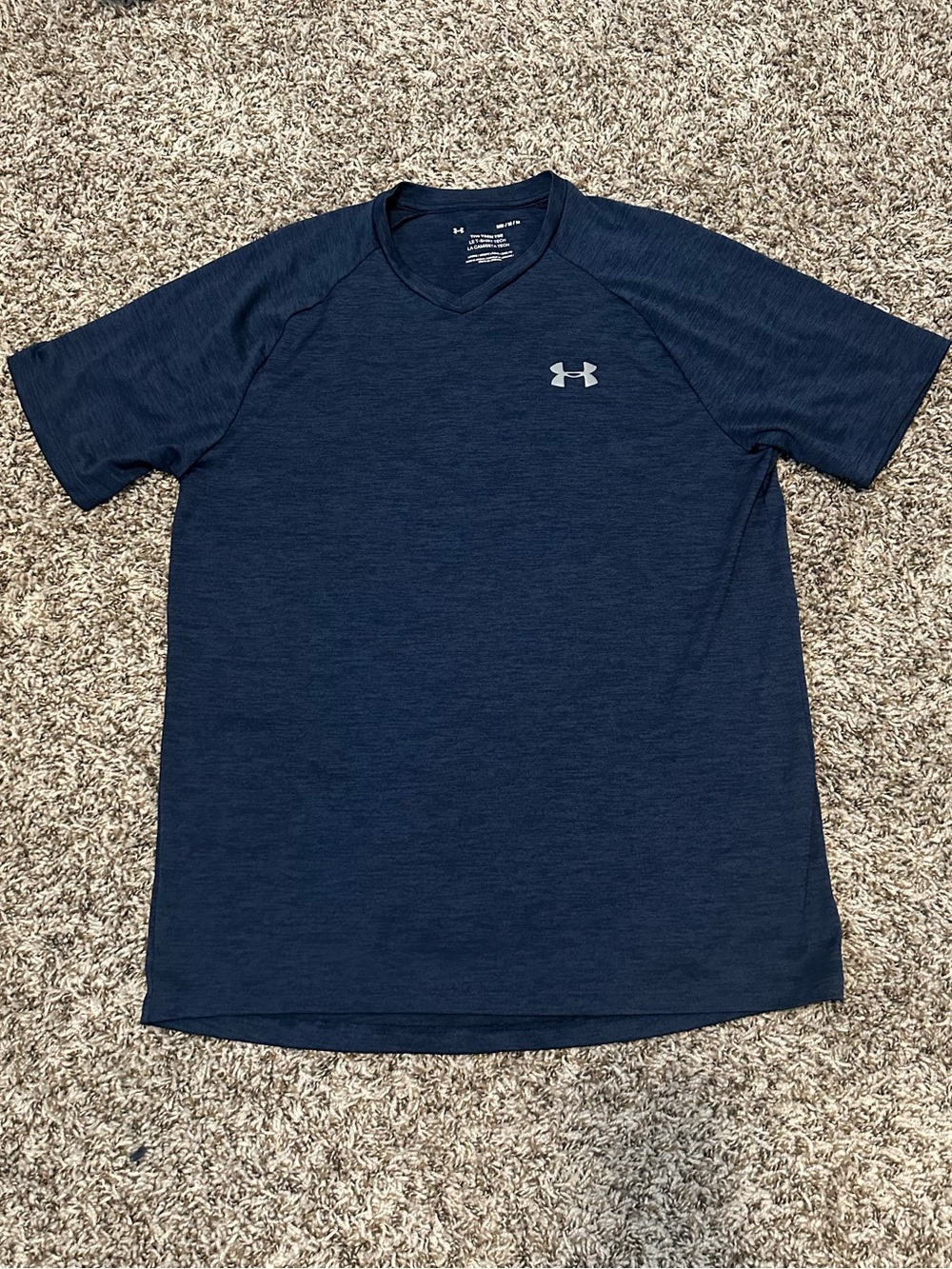 Under Armour Navy Short Sleeve Tech Tee with Silver Logo